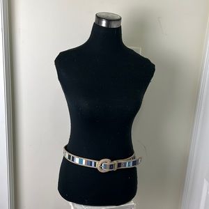 Eddie Bauer Leather Rugby Stripes Belt Size Medium